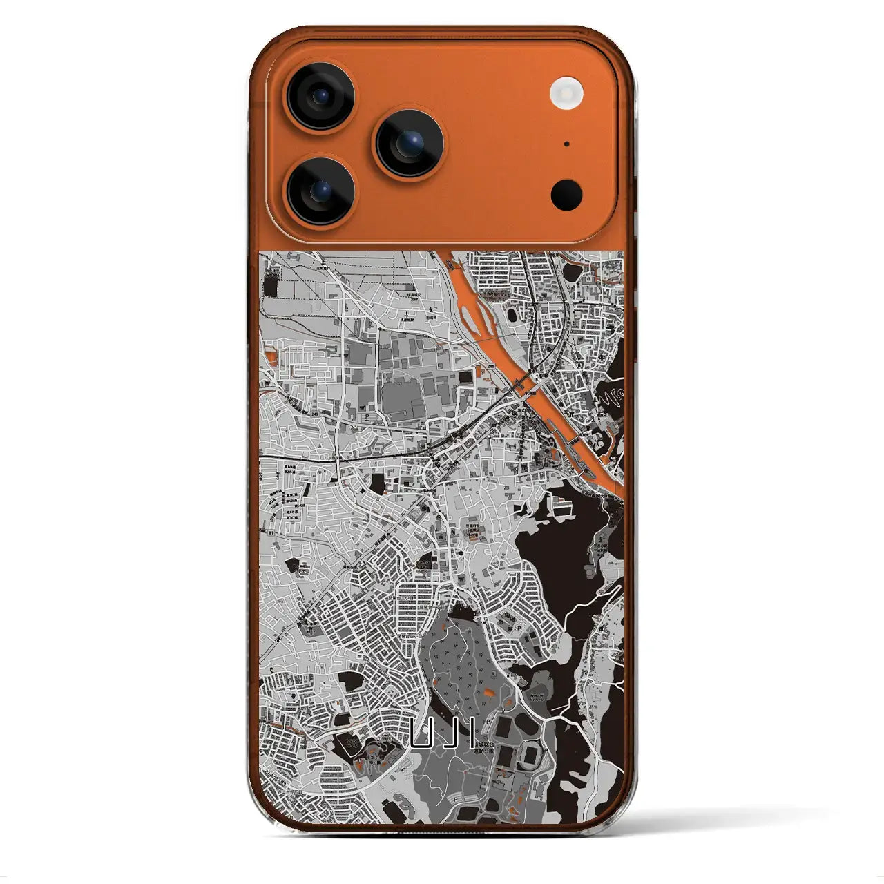 【宇治(京都府)】地図柄iPhoneケース(クリアタイプ)モノトーン・iPhone 17 Pro Max 用