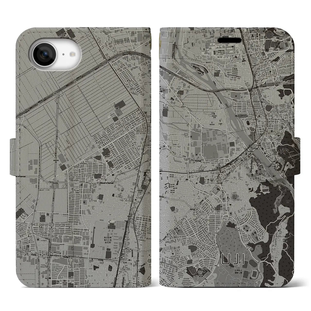 【宇治(京都府)】地図柄iPhoneケース(手帳タイプ)