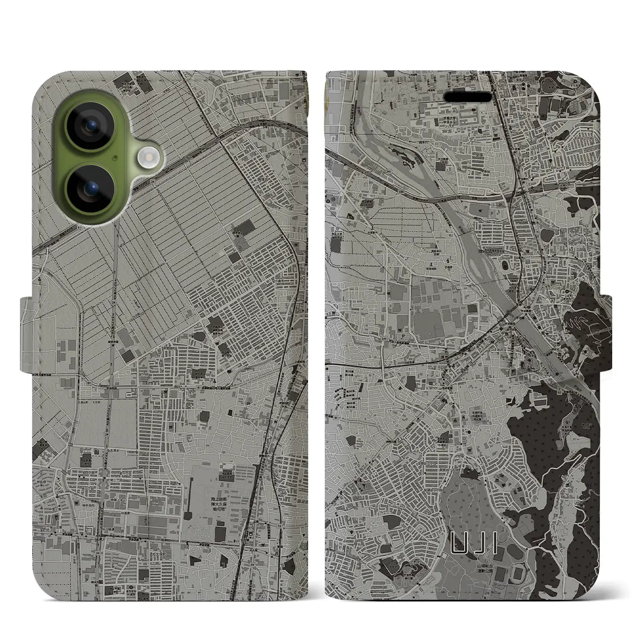 【宇治(京都府)】地図柄iPhoneケース(手帳タイプ)