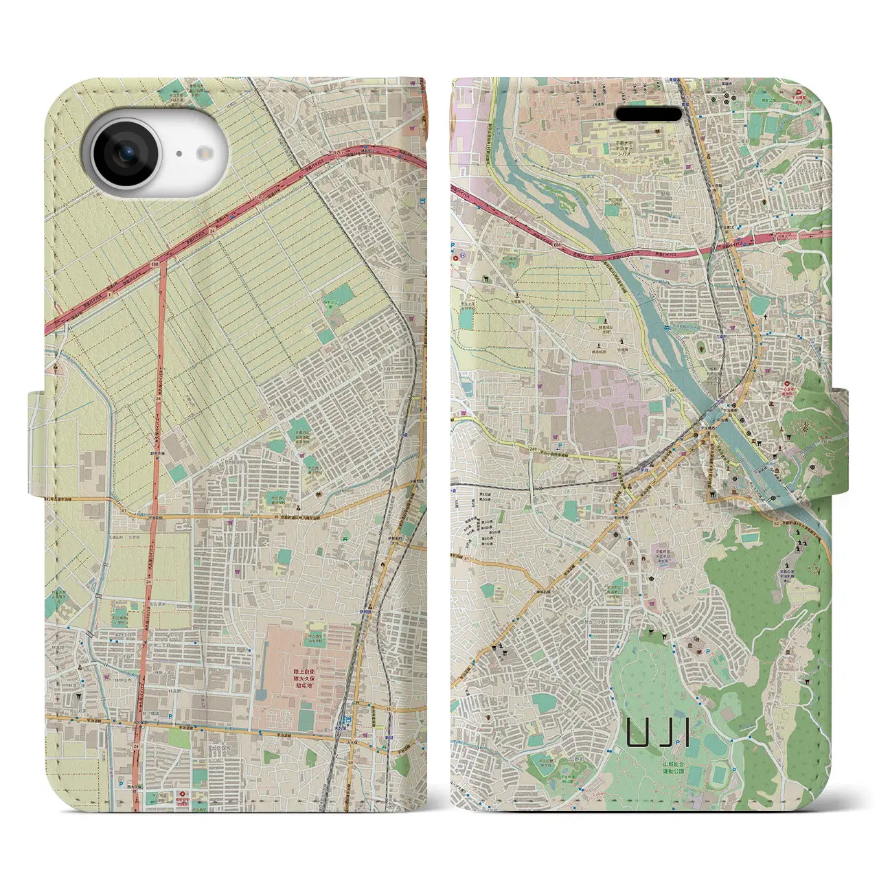 【宇治(京都府)】地図柄iPhoneケース(手帳タイプ)