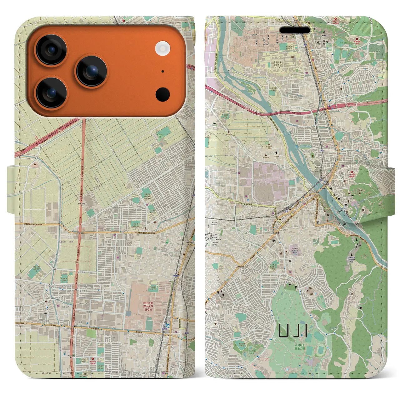 【宇治(京都府)】地図柄iPhoneケース(手帳タイプ)