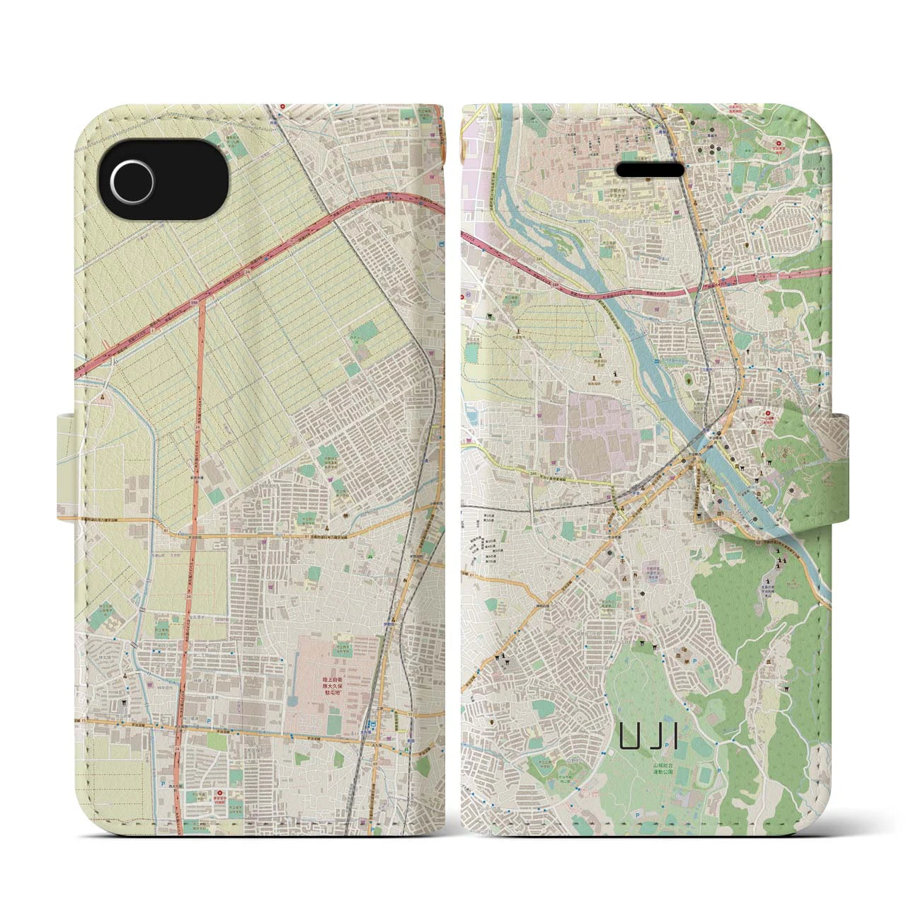 【宇治(京都府)】地図柄iPhoneケース(手帳タイプ)