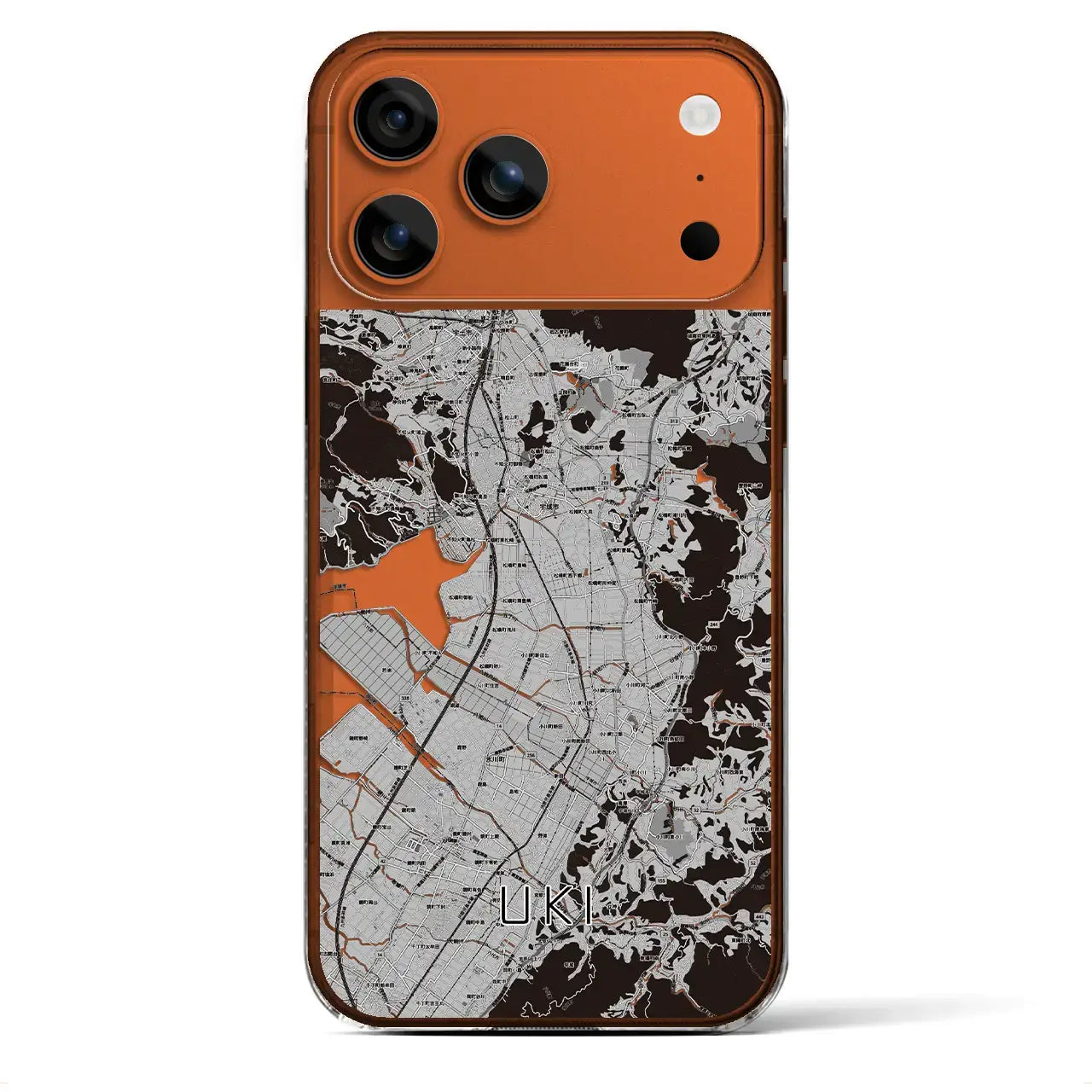 【宇城(熊本県)】地図柄iPhoneケース(クリアタイプ)モノトーン・iPhone 17 Pro Max 用