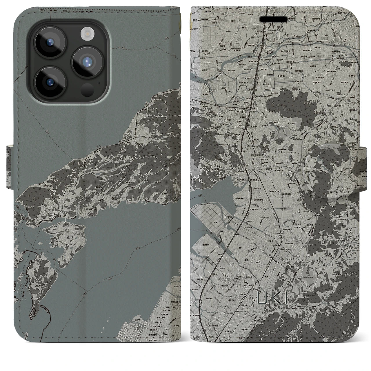 【宇城(熊本県)】地図柄iPhoneケース(手帳タイプ)