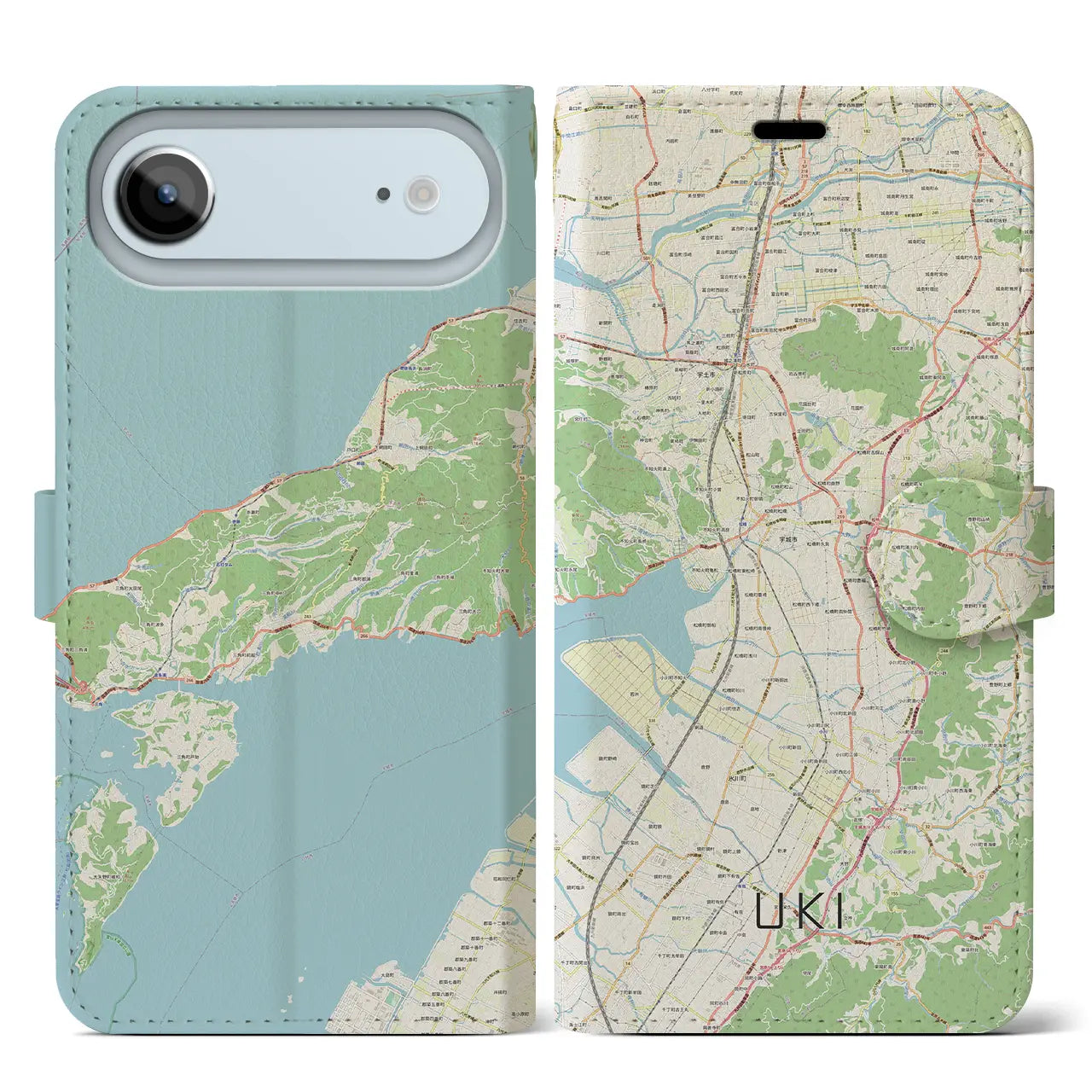 【宇城(熊本県)】地図柄iPhoneケース(手帳タイプ)