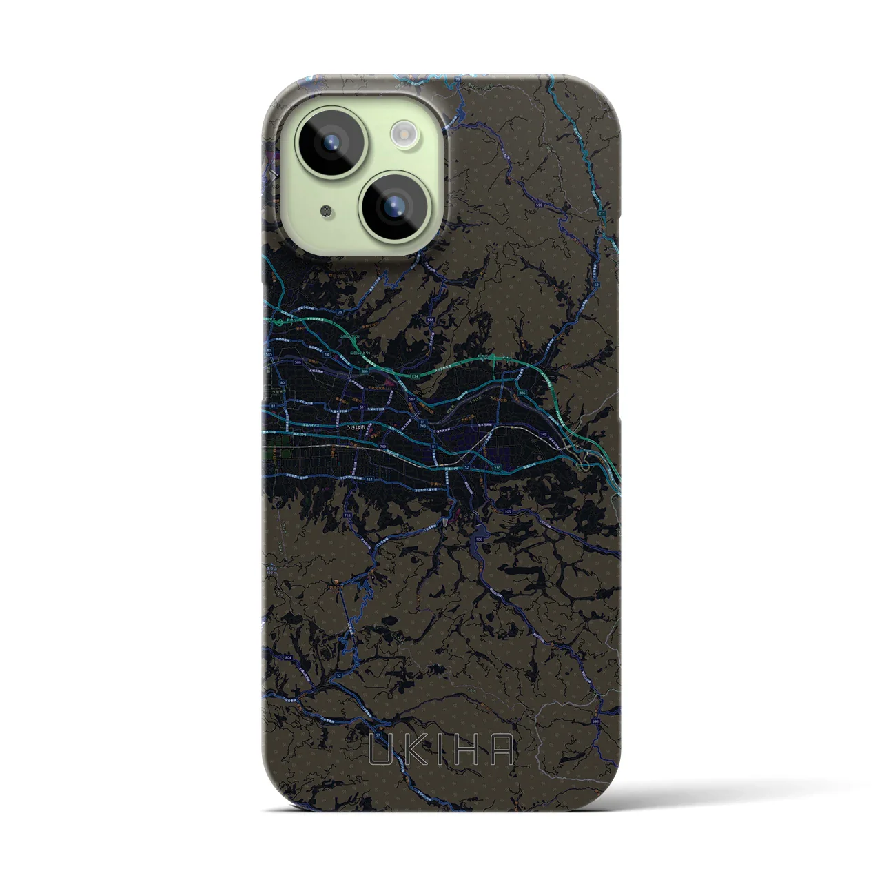 【うきは(福岡県)】地図柄iPhoneケース(バックカバータイプ)