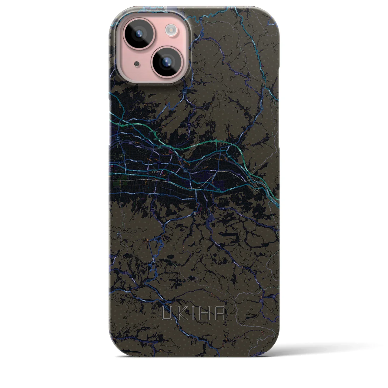 【うきは(福岡県)】地図柄iPhoneケース(バックカバータイプ)