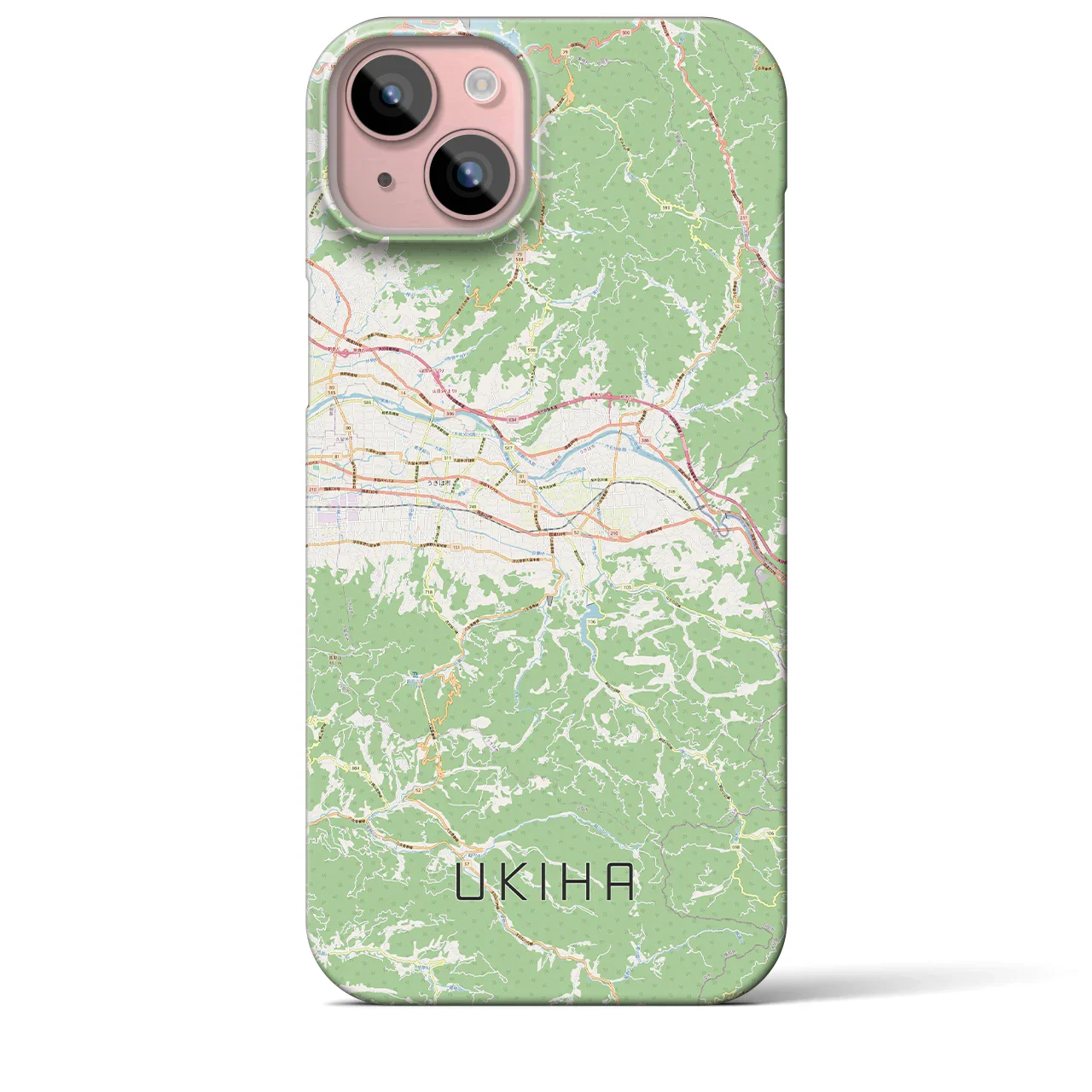 【うきは(福岡県)】地図柄iPhoneケース(バックカバータイプ)