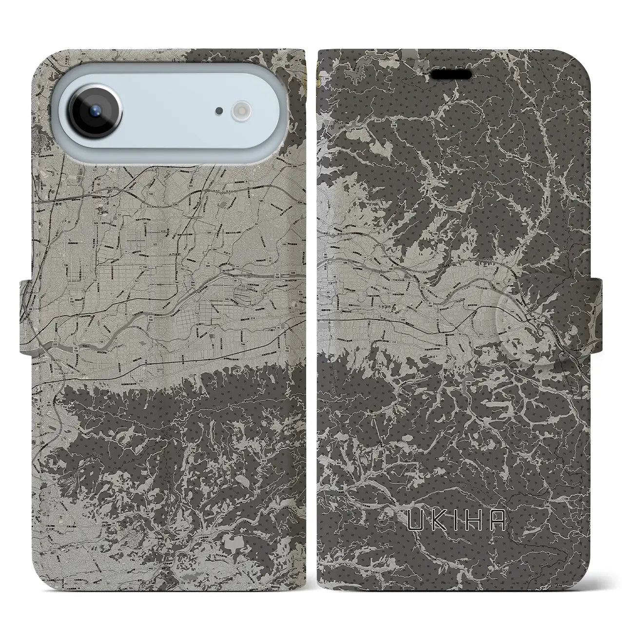 【うきは(福岡県)】地図柄iPhoneケース(手帳タイプ)