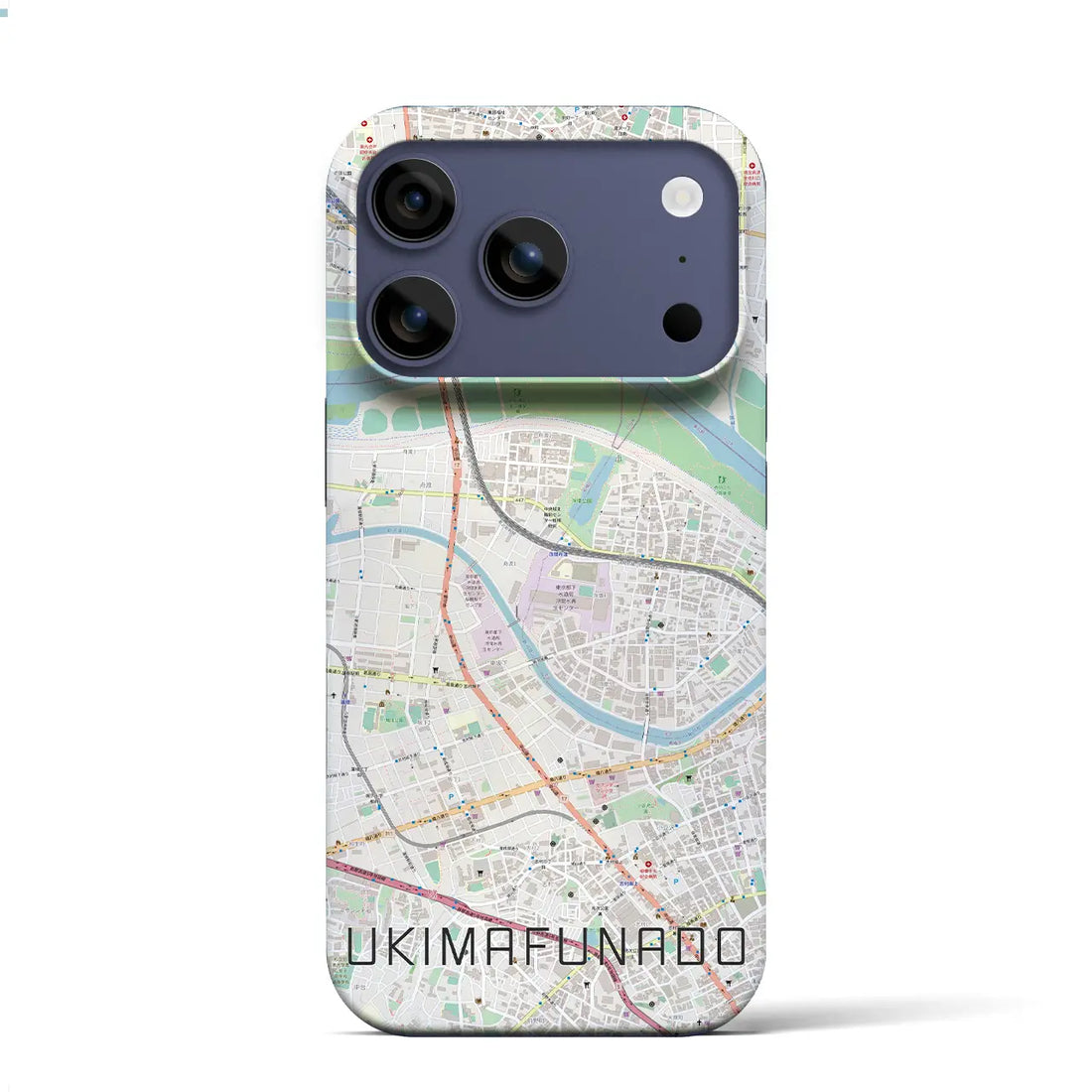 【浮間舟渡(東京都)】地図柄iPhoneケース(バックカバータイプ)ブラック・iPhone 17 Pro Max 用