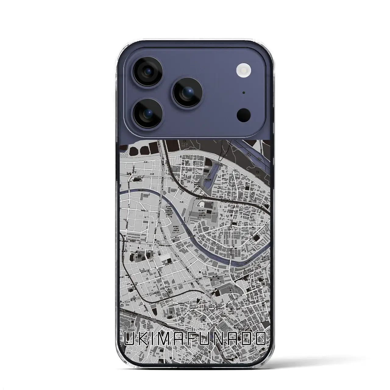 【浮間舟渡(東京都)】地図柄iPhoneケース(クリアタイプ)モノトーン・iPhone 17 Pro Max 用