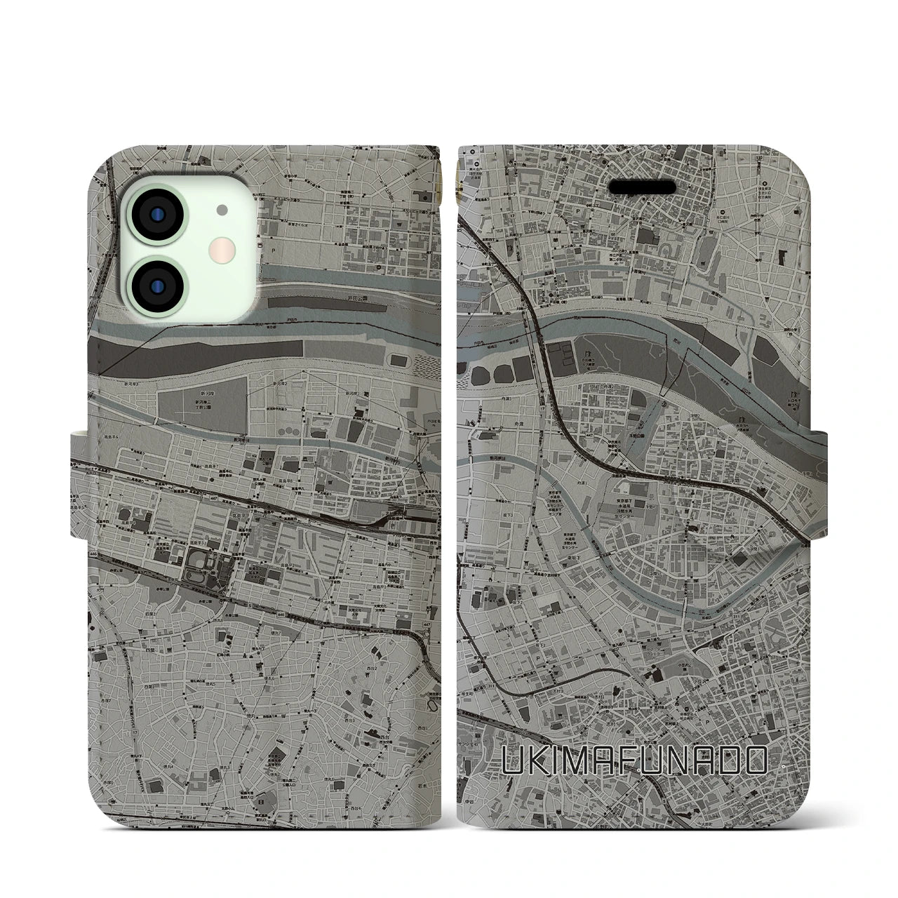 【浮間舟渡(東京都)】地図柄iPhoneケース(手帳タイプ)