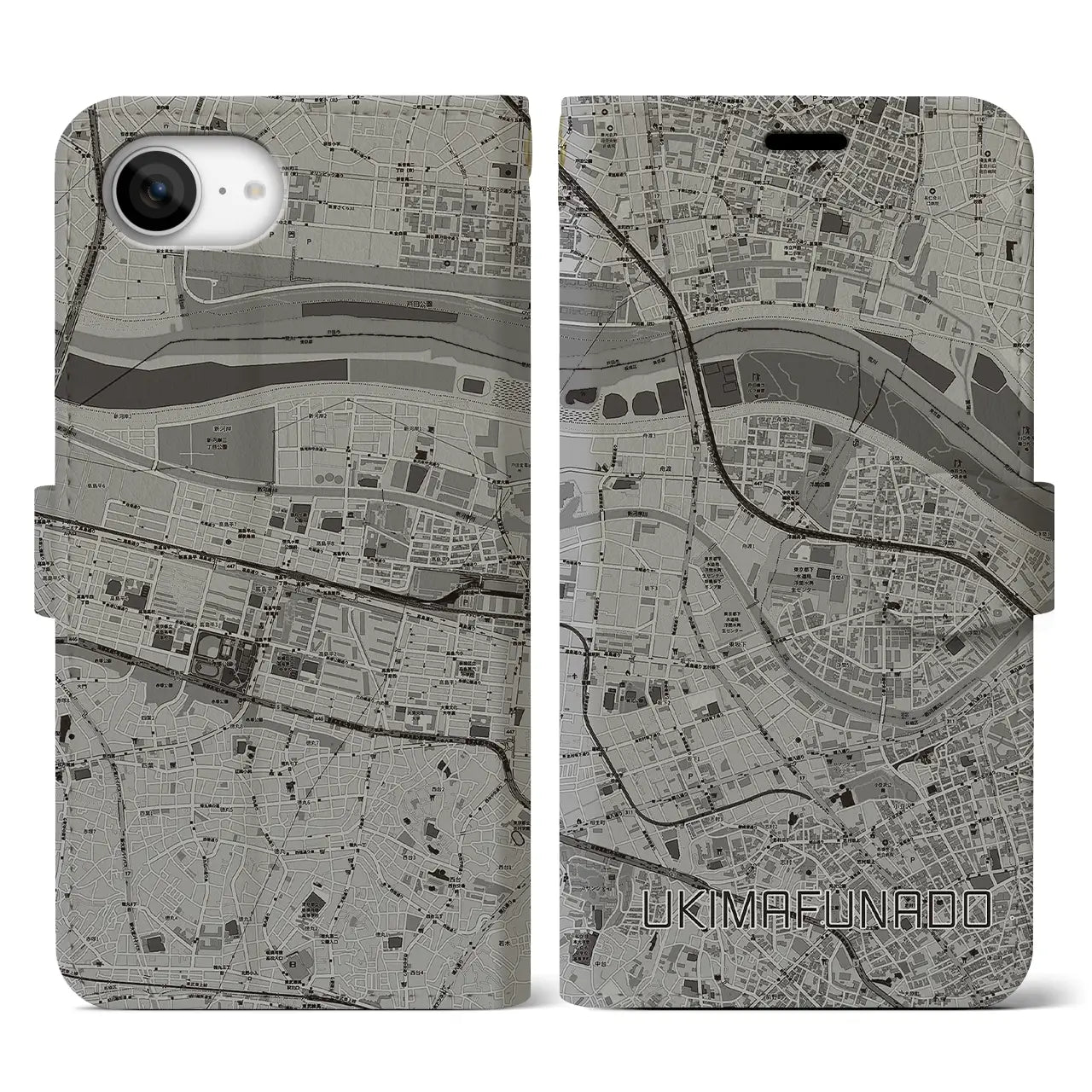 【浮間舟渡(東京都)】地図柄iPhoneケース(手帳タイプ)
