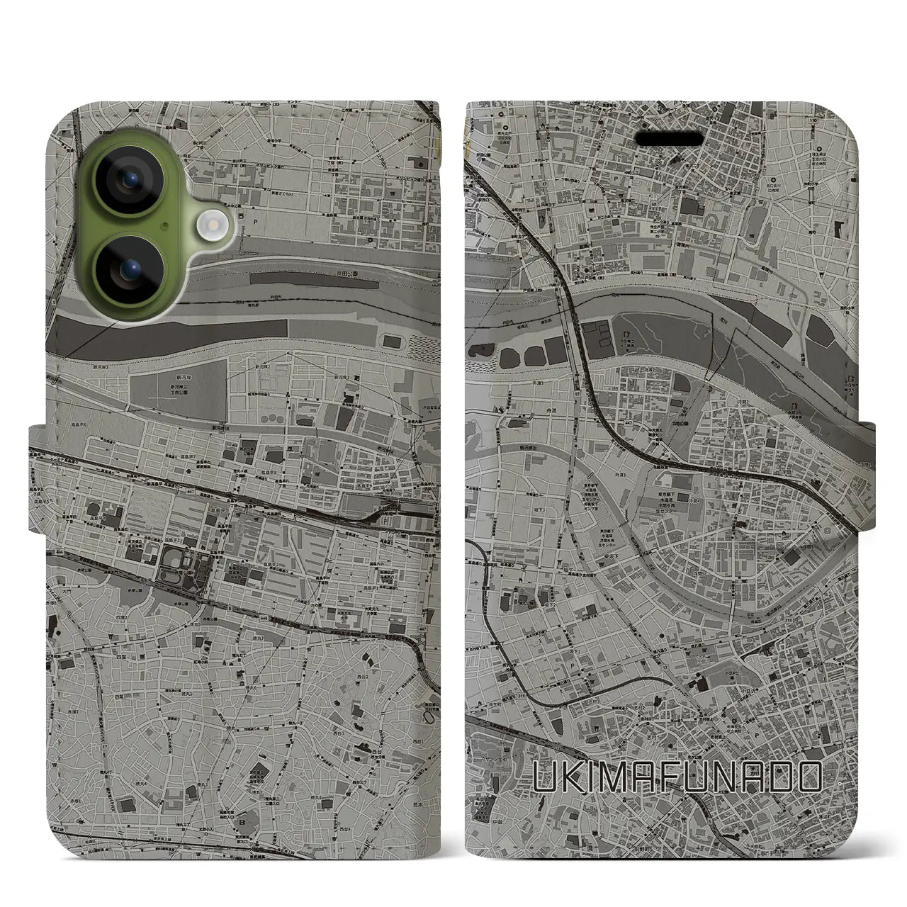 【浮間舟渡(東京都)】地図柄iPhoneケース(手帳タイプ)