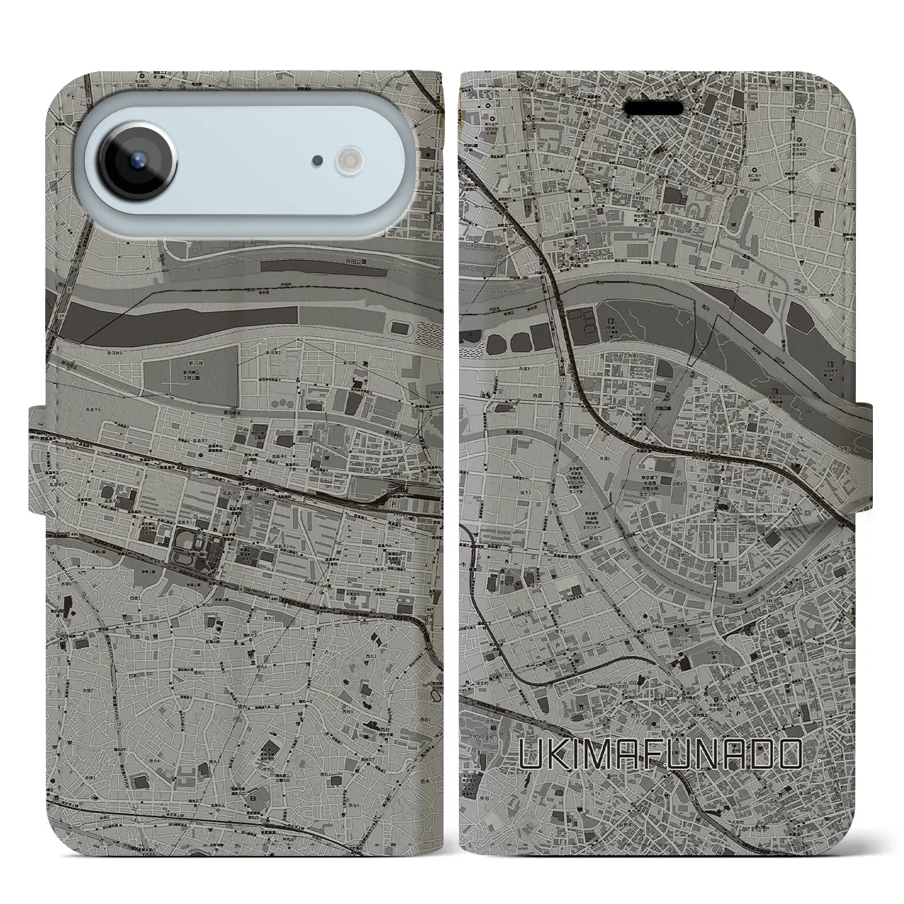 【浮間舟渡(東京都)】地図柄iPhoneケース(手帳タイプ)