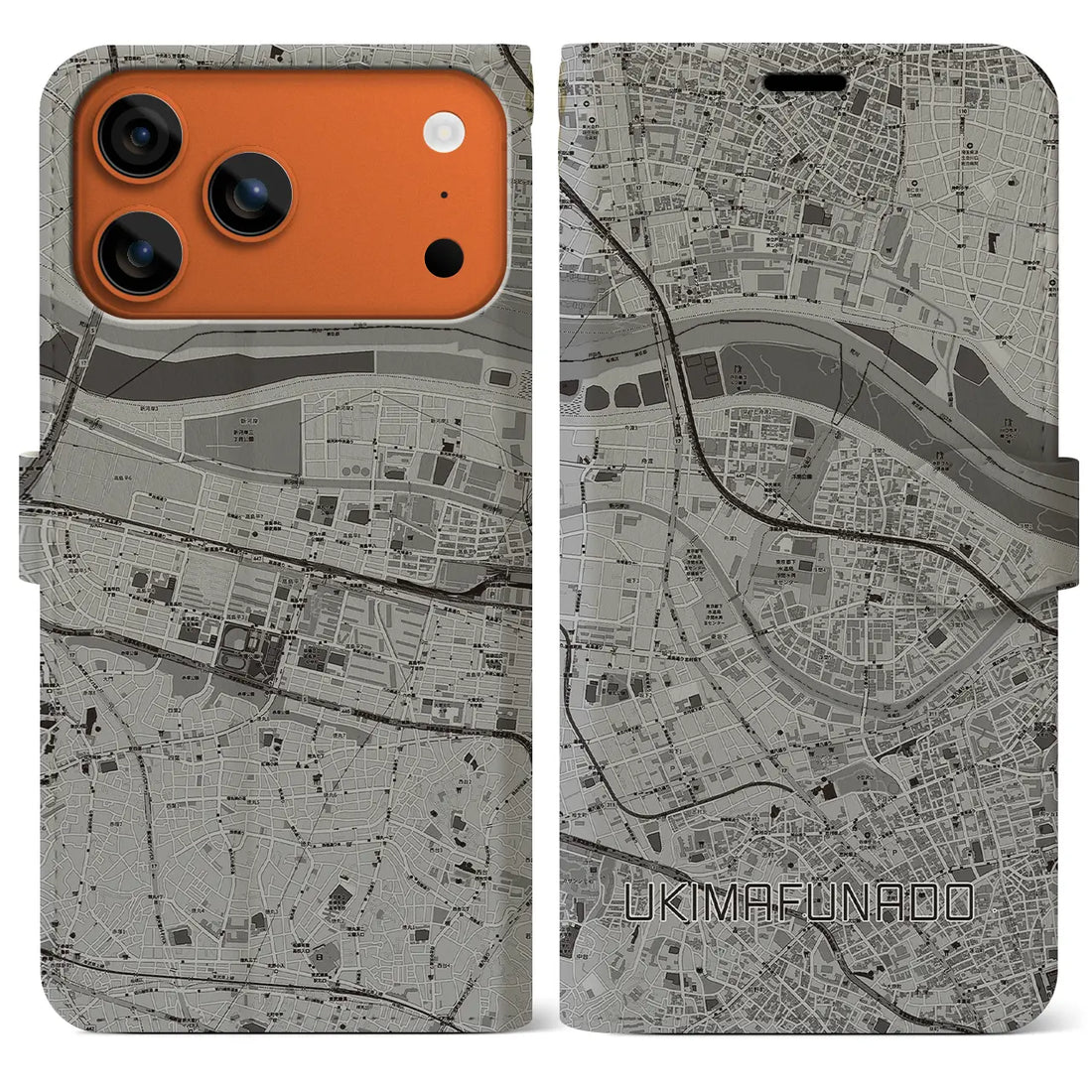 【浮間舟渡(東京都)】地図柄iPhoneケース(手帳タイプ)