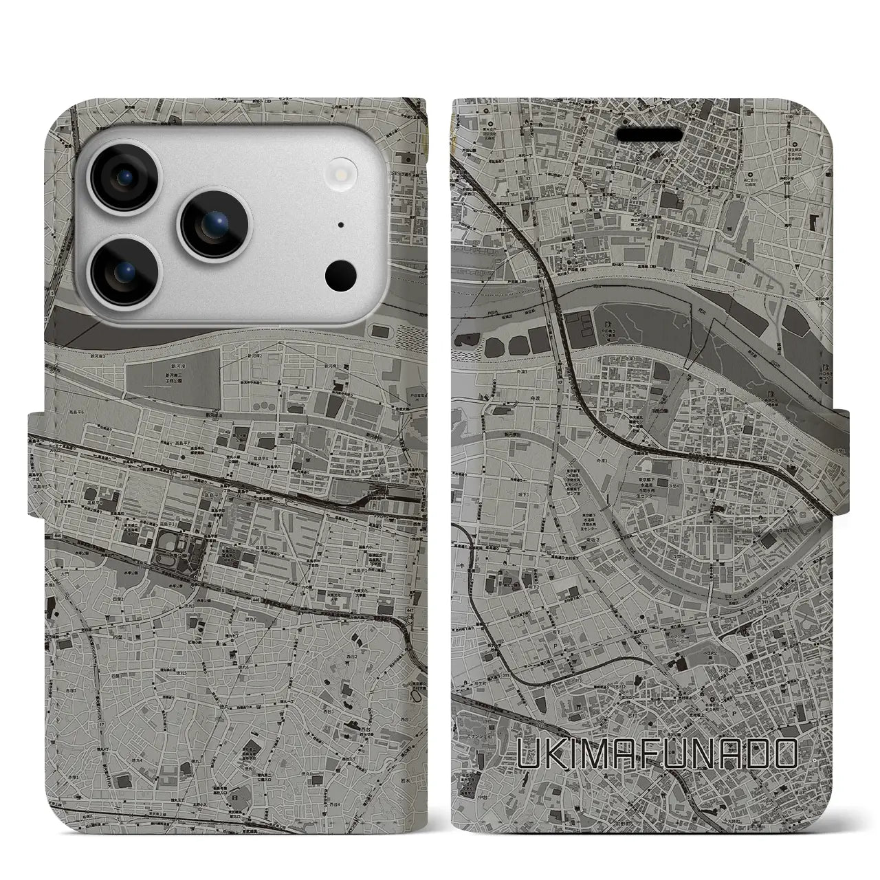 【浮間舟渡(東京都)】地図柄iPhoneケース(手帳タイプ)