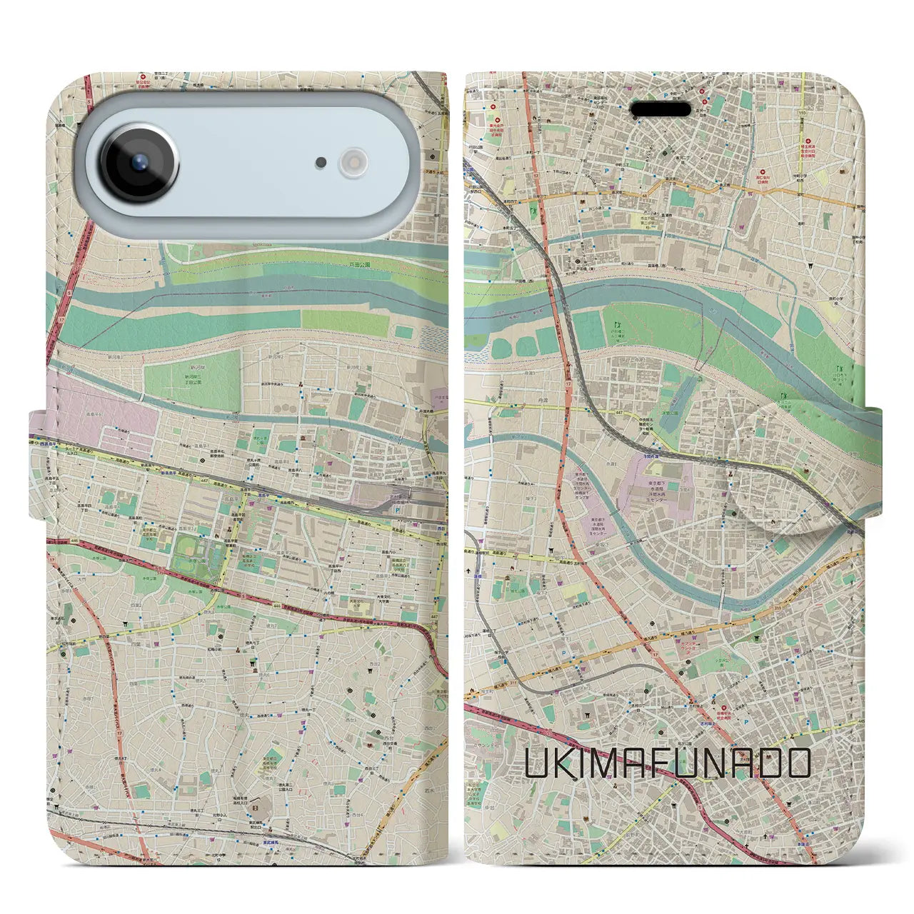 【浮間舟渡(東京都)】地図柄iPhoneケース(手帳タイプ)