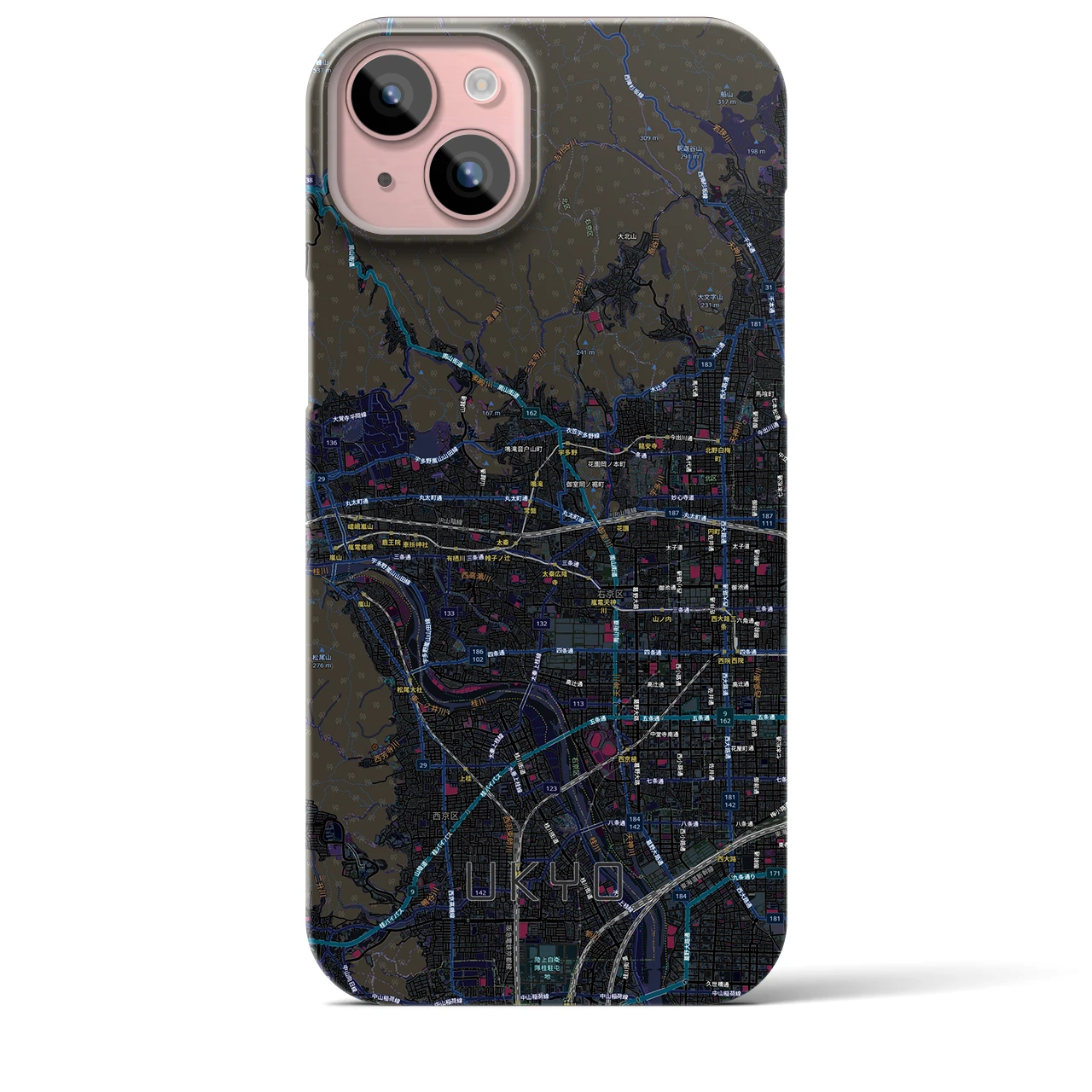 【右京2(京都府)】地図柄iPhoneケース(バックカバータイプ)