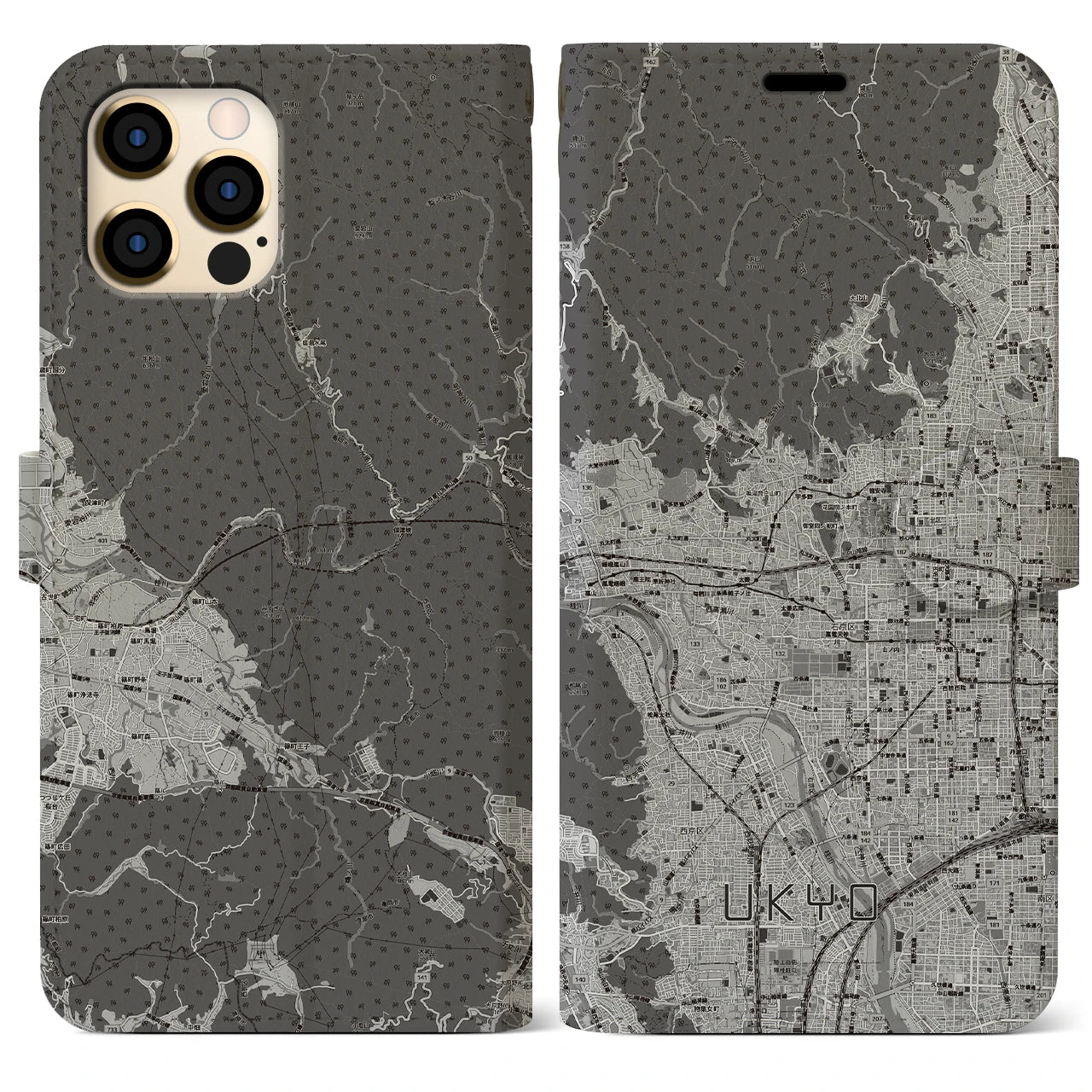 【右京2(京都府)】地図柄iPhoneケース(手帳タイプ)