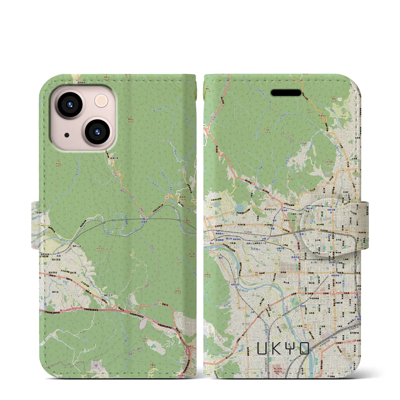 【右京2(京都府)】地図柄iPhoneケース(手帳タイプ)