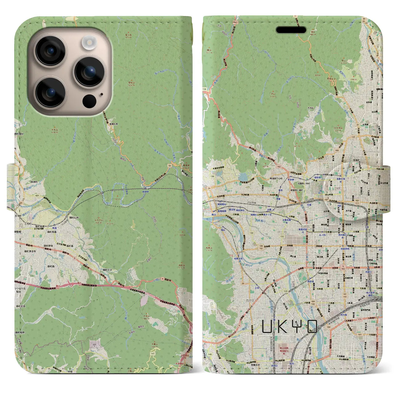 【右京2(京都府)】地図柄iPhoneケース(手帳タイプ)