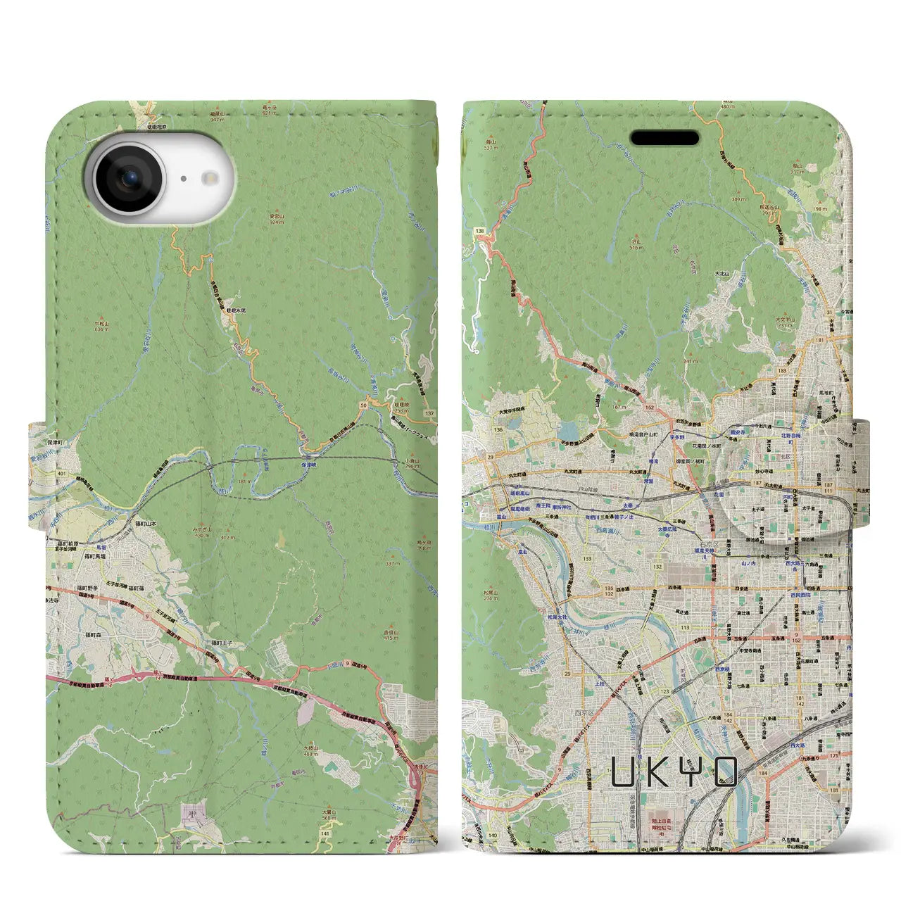 【右京2(京都府)】地図柄iPhoneケース(手帳タイプ)