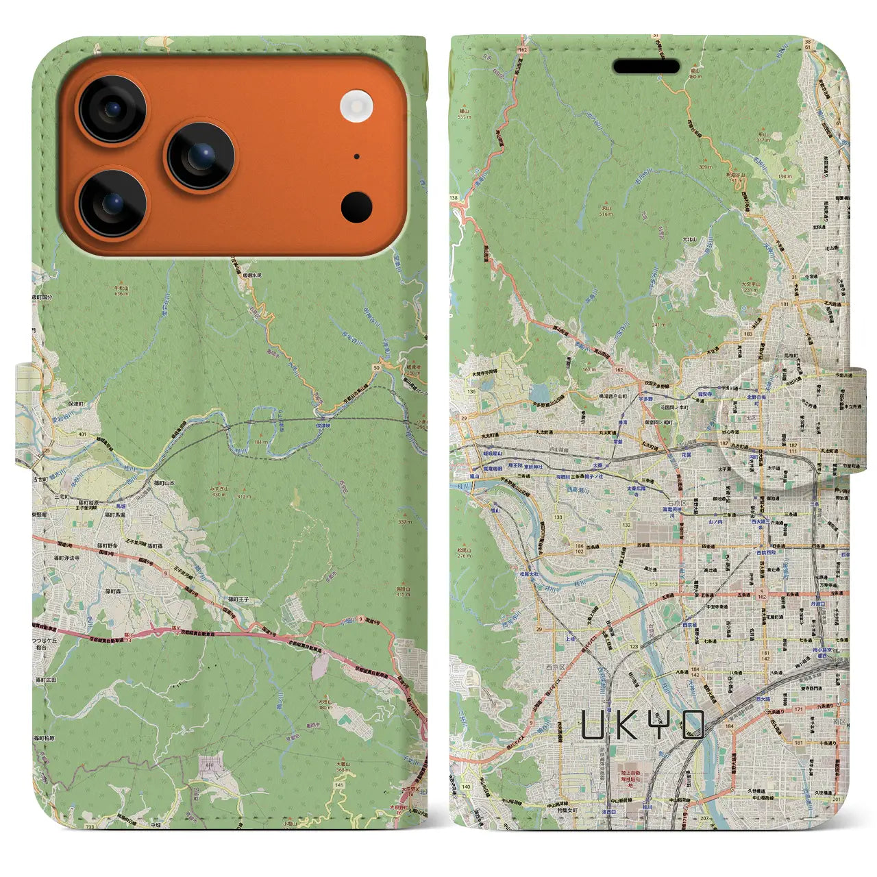 【右京2(京都府)】地図柄iPhoneケース(手帳タイプ)