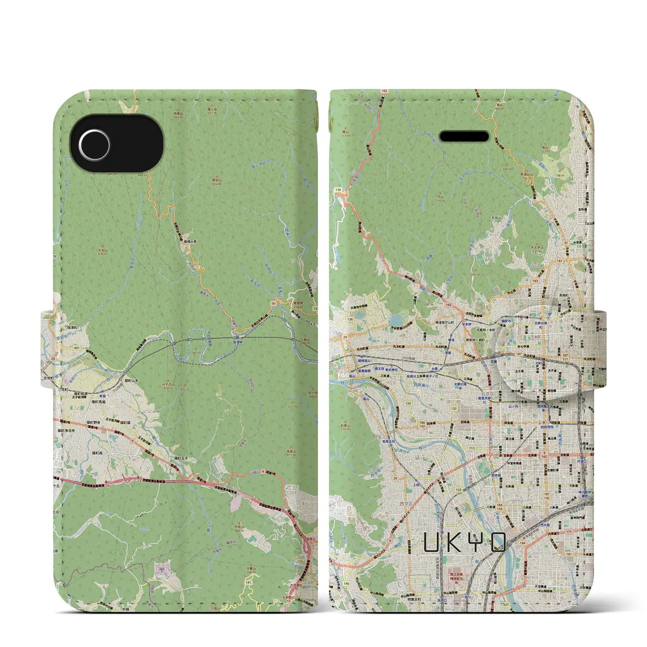 【右京2(京都府)】地図柄iPhoneケース(手帳タイプ)