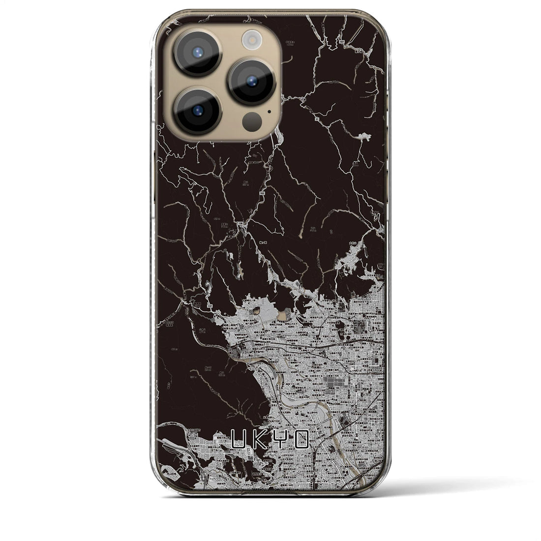 【右京(京都府)】地図柄iPhoneケース(クリアタイプ)モノトーン・iPhone 14 Pro Max 用
