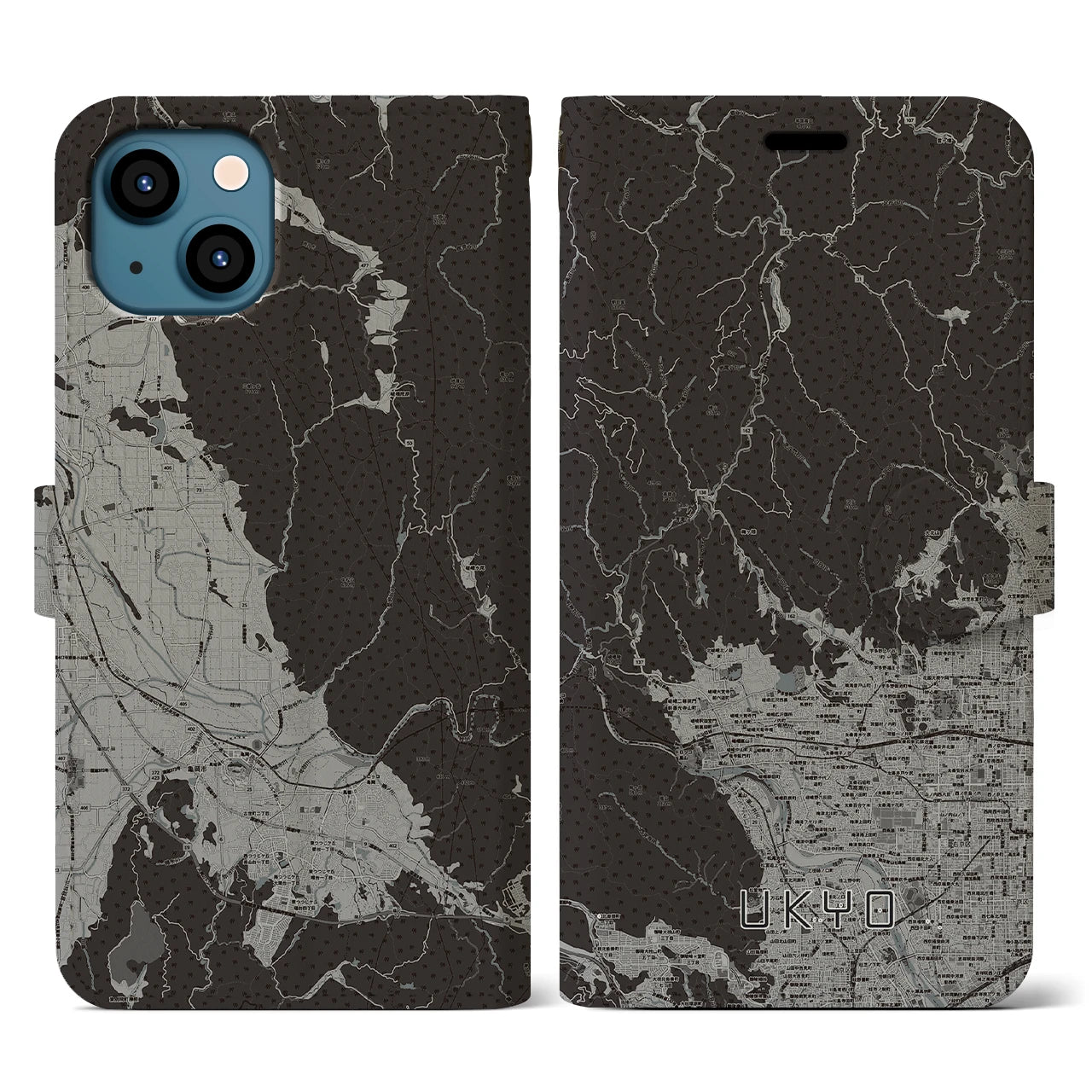 【右京(京都府)】地図柄iPhoneケース(手帳タイプ)