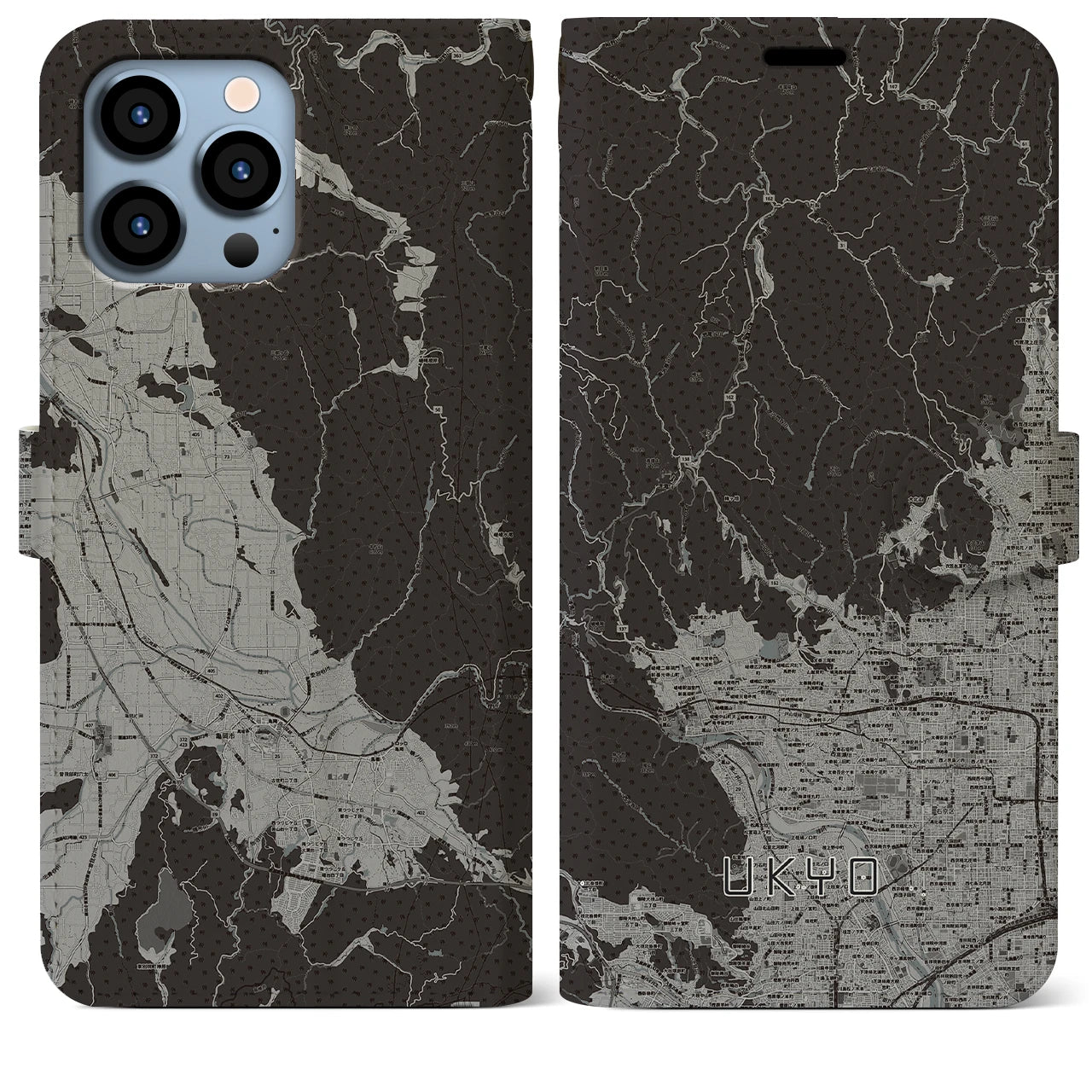 【右京(京都府)】地図柄iPhoneケース(手帳タイプ)