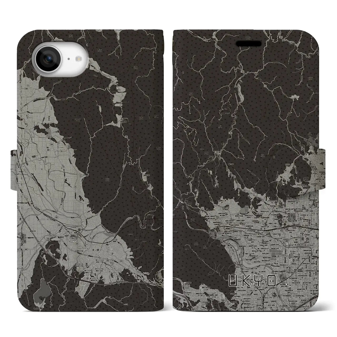 【右京(京都府)】地図柄iPhoneケース(手帳タイプ)