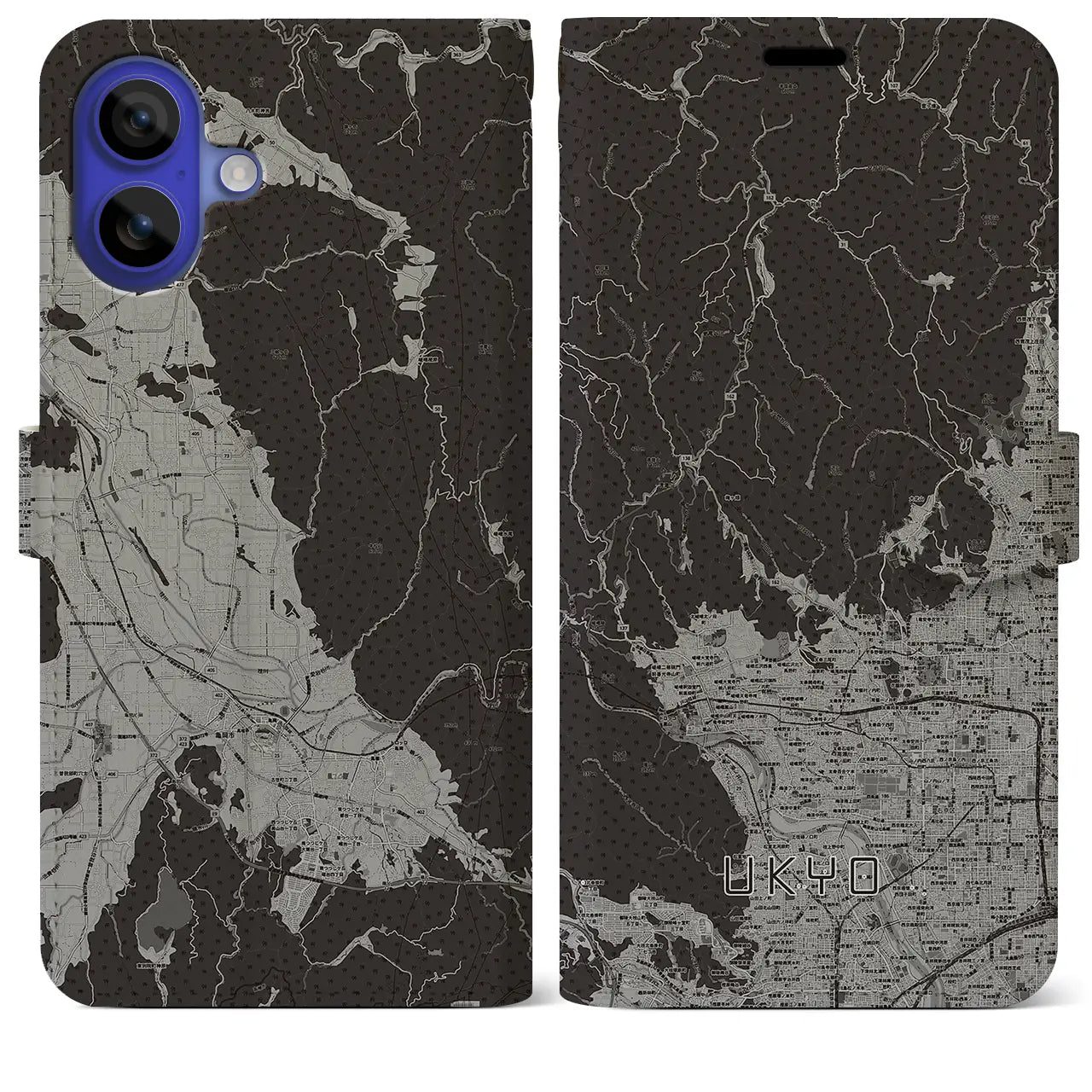 【右京(京都府)】地図柄iPhoneケース(手帳タイプ)