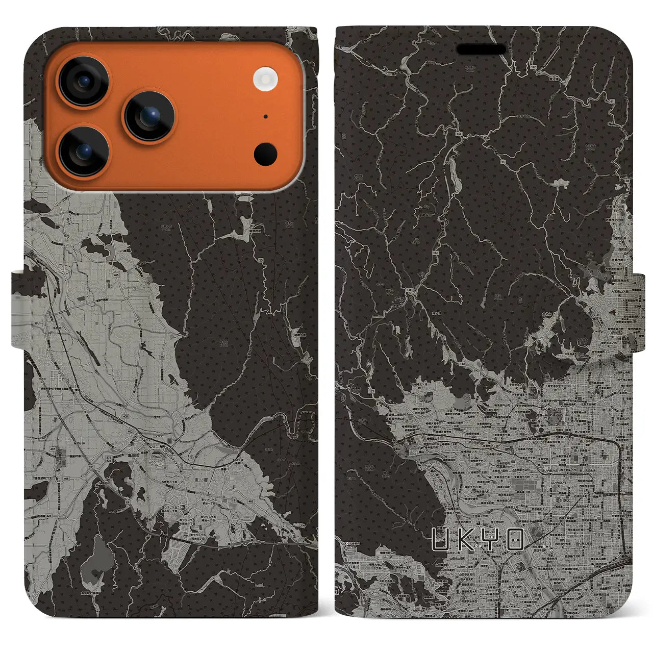 【右京(京都府)】地図柄iPhoneケース(手帳タイプ)