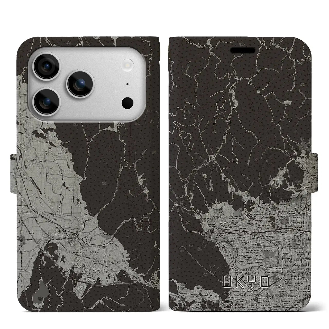 【右京(京都府)】地図柄iPhoneケース(手帳タイプ)