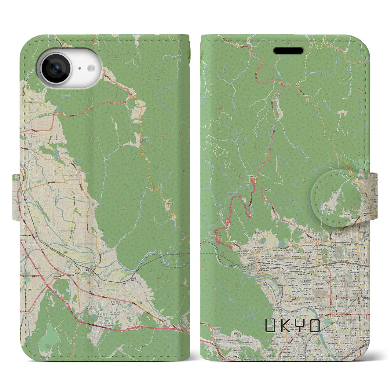 【右京(京都府)】地図柄iPhoneケース(手帳タイプ)