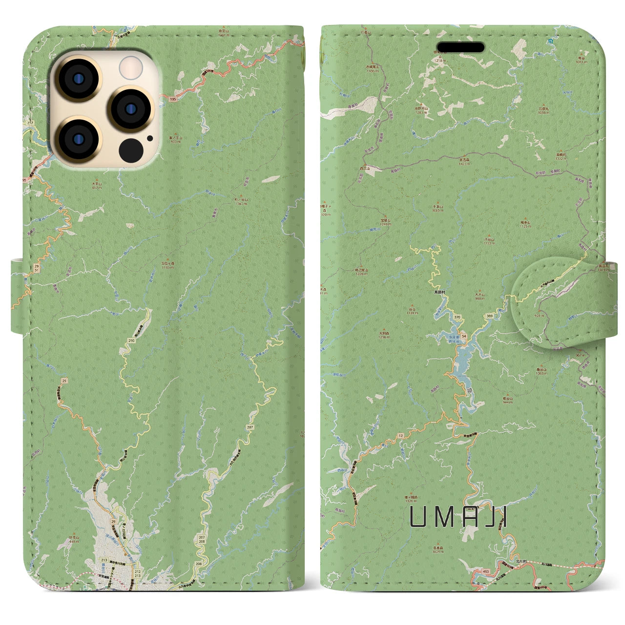 【馬路(高知県)】地図柄iPhoneケース(手帳タイプ)