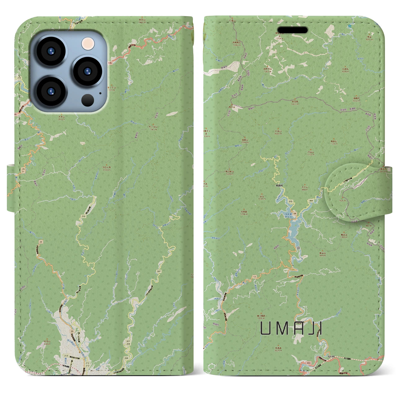 【馬路(高知県)】地図柄iPhoneケース(手帳タイプ)