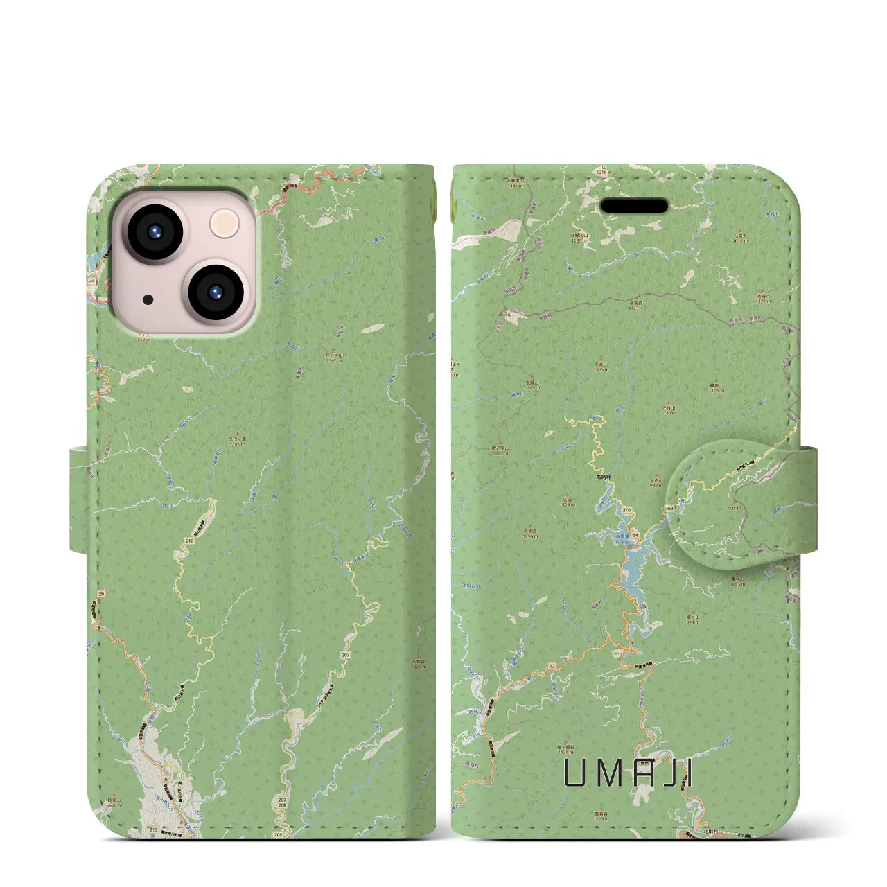 【馬路(高知県)】地図柄iPhoneケース(手帳タイプ)