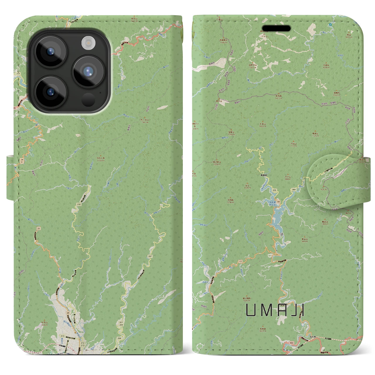 【馬路(高知県)】地図柄iPhoneケース(手帳タイプ)