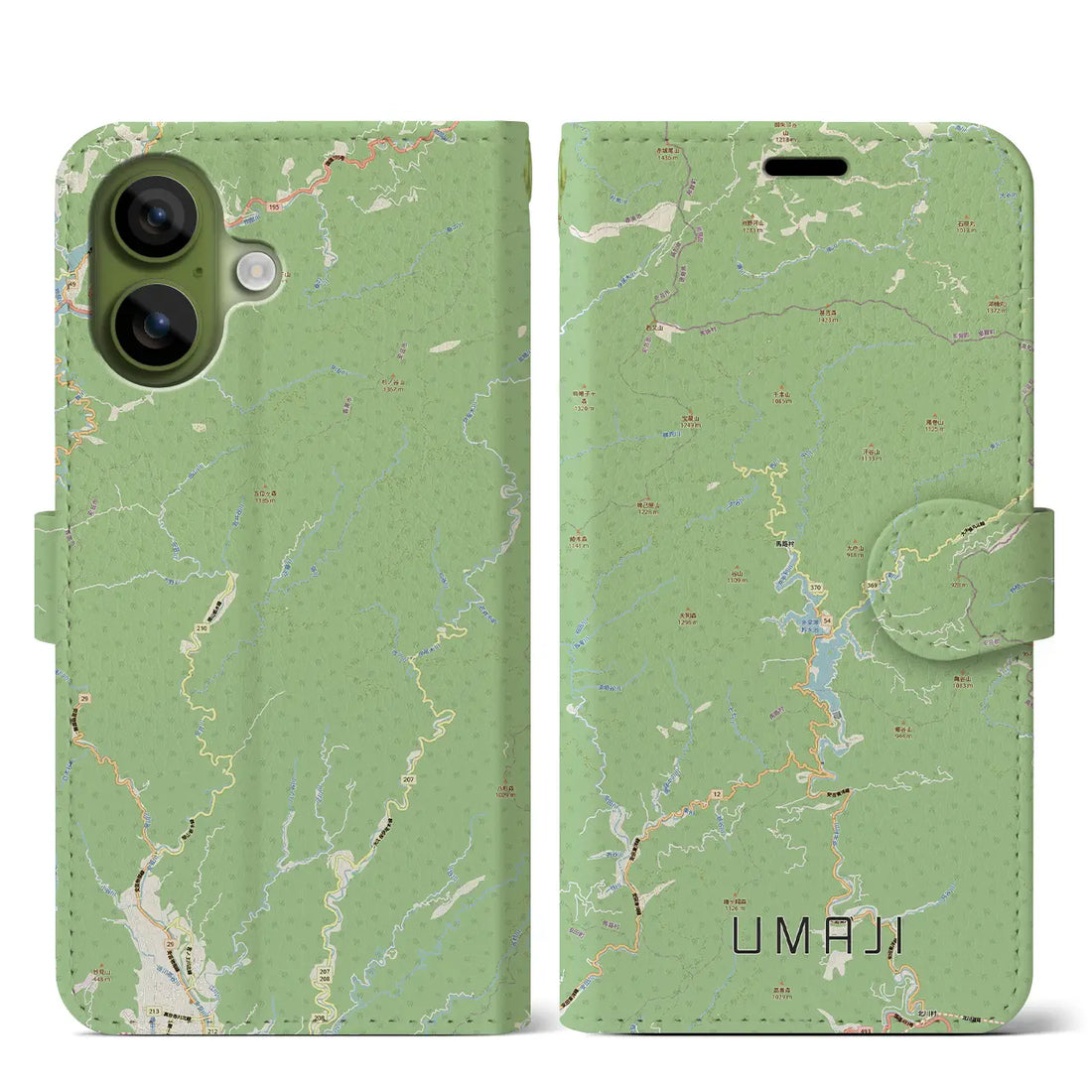【馬路(高知県)】地図柄iPhoneケース(手帳タイプ)モノトーン・iPhone 17 Pro Max 用