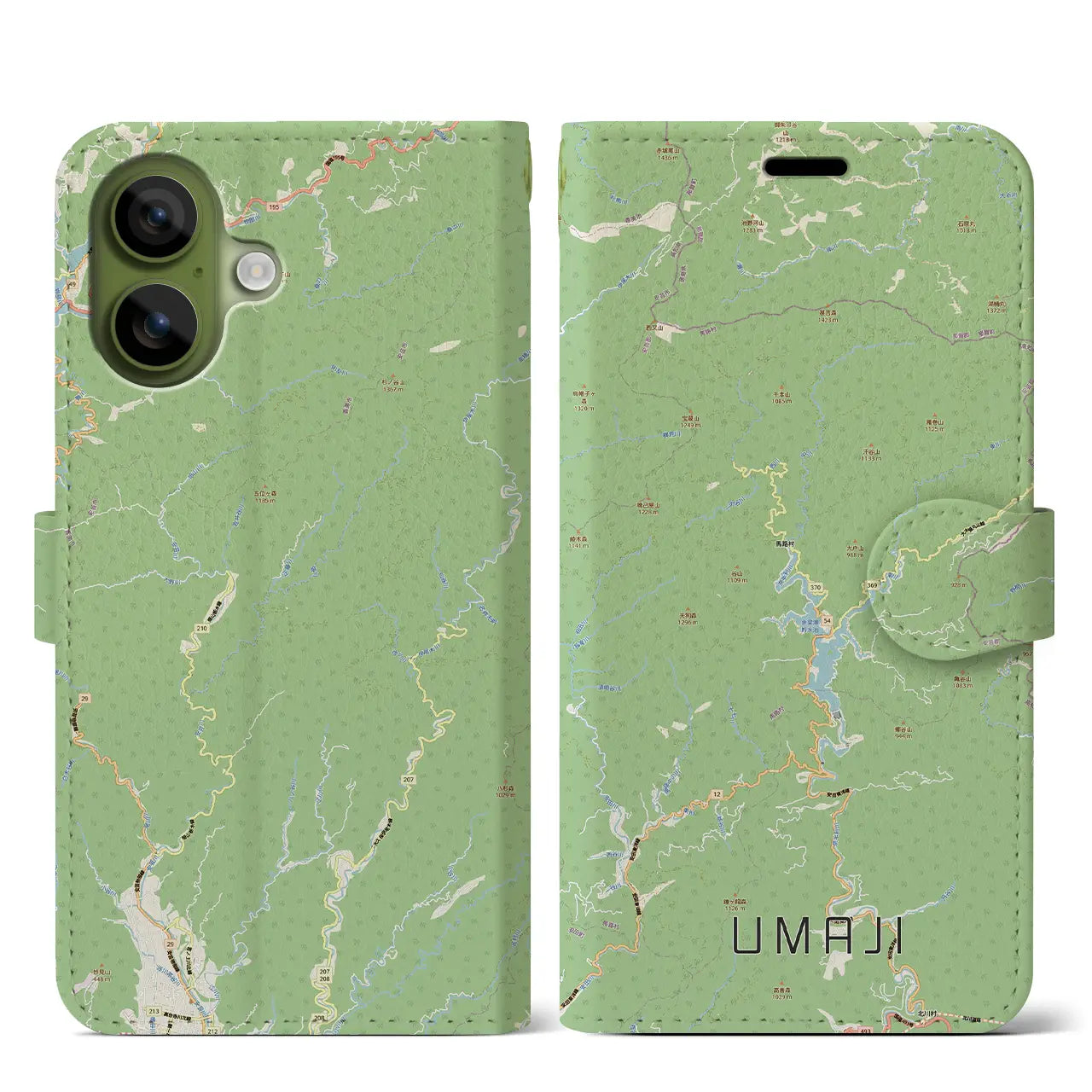 【馬路(高知県)】地図柄iPhoneケース(手帳タイプ)モノトーン・iPhone 17 Pro Max 用