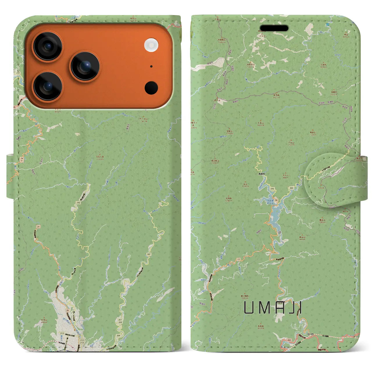 【馬路(高知県)】地図柄iPhoneケース(手帳タイプ)ナチュラル・iPhone 17 Pro Max 用