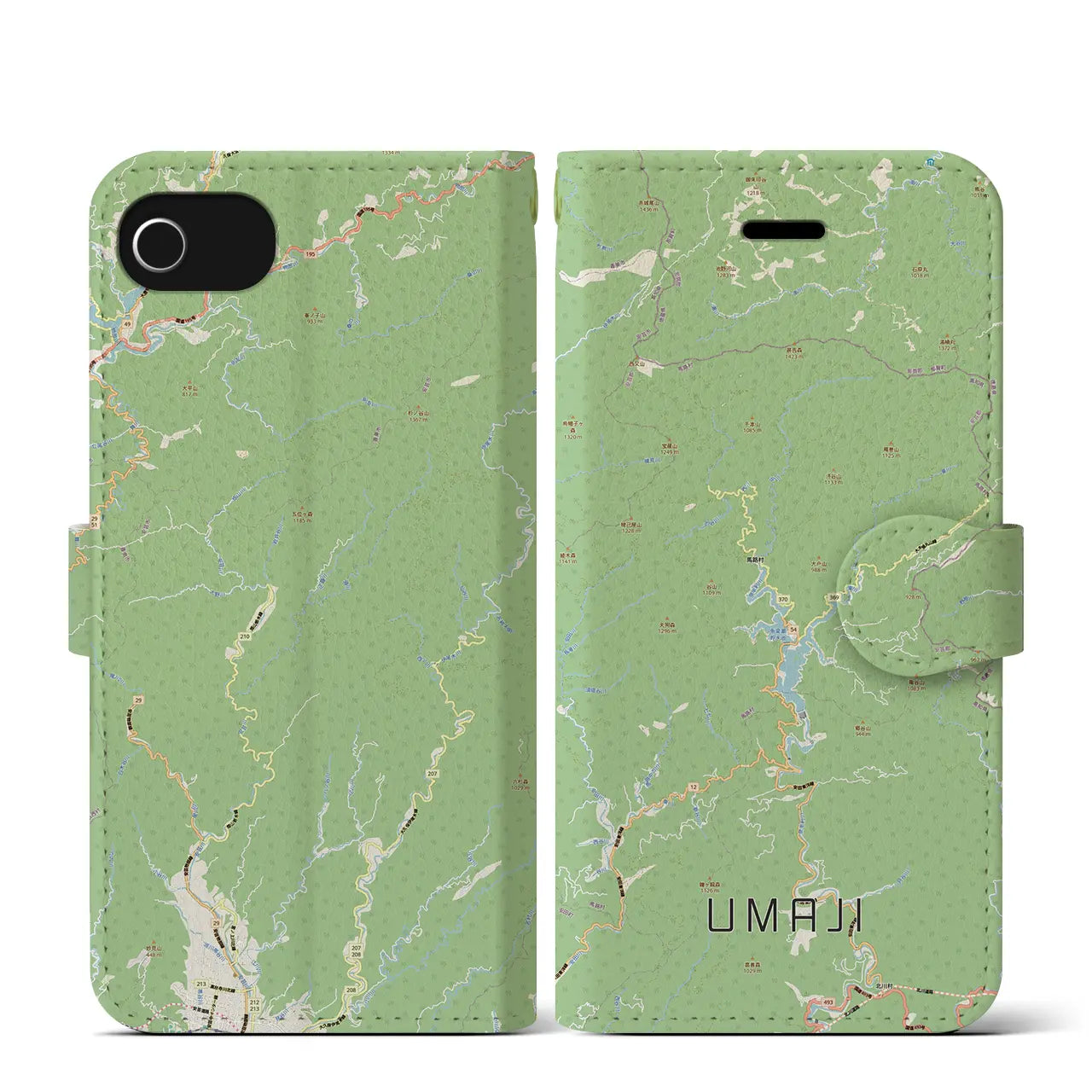 【馬路(高知県)】地図柄iPhoneケース(手帳タイプ)