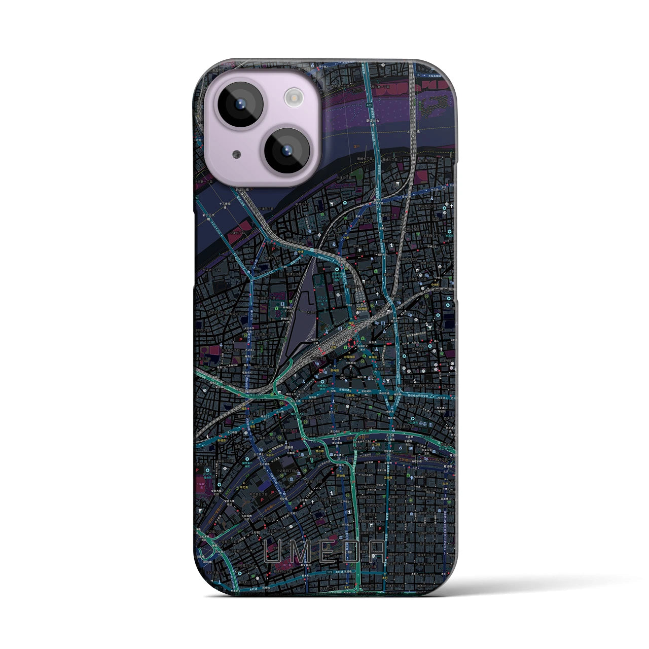【梅田(大阪府)】地図柄iPhoneケース(バックカバータイプ)