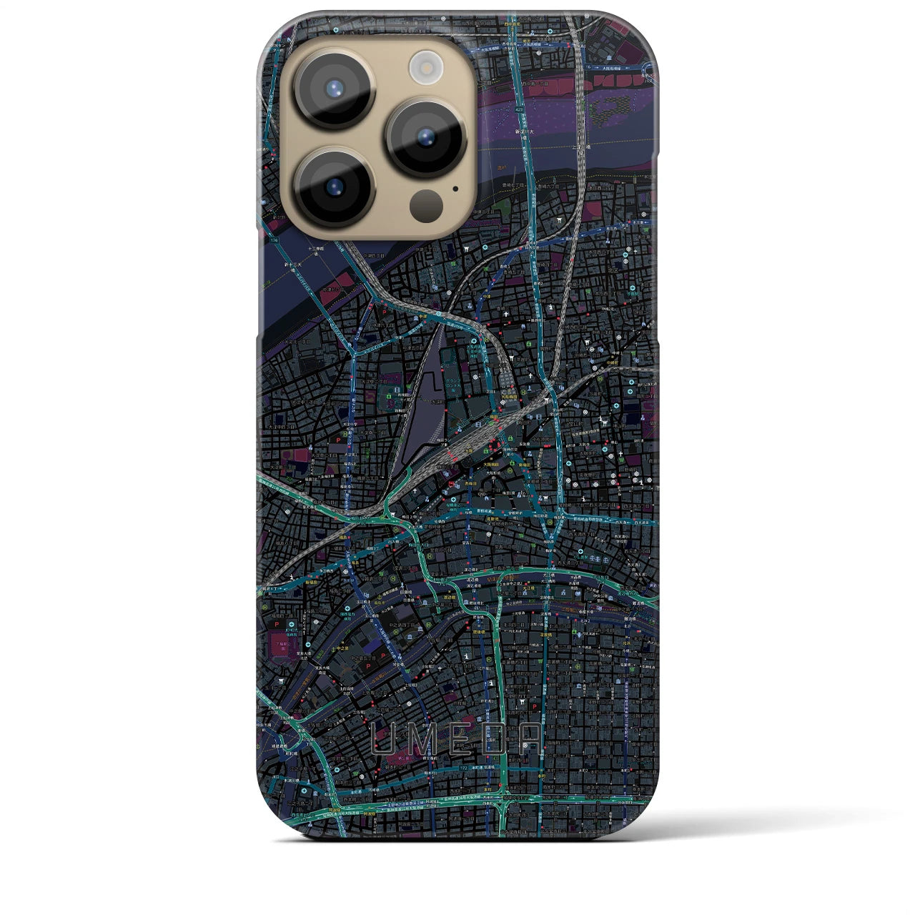 【梅田(大阪府)】地図柄iPhoneケース(バックカバータイプ)
