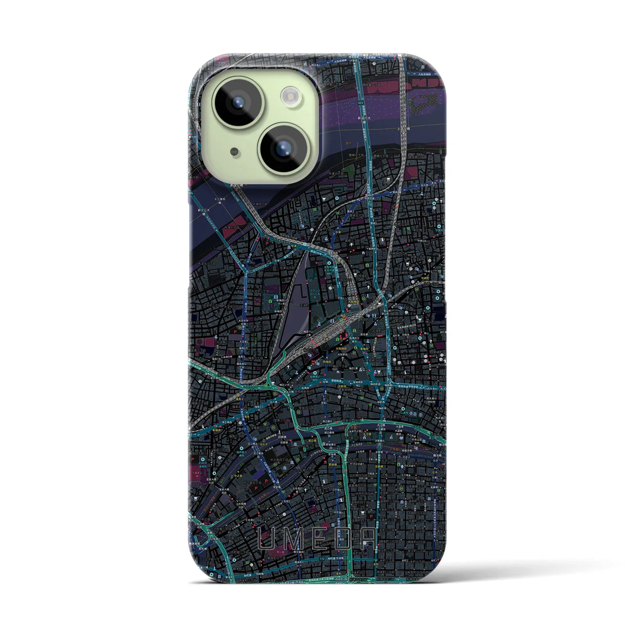 【梅田(大阪府)】地図柄iPhoneケース(バックカバータイプ)