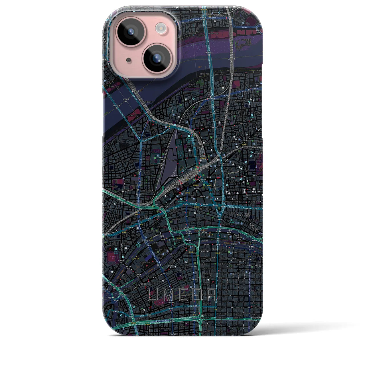 【梅田(大阪府)】地図柄iPhoneケース(バックカバータイプ)
