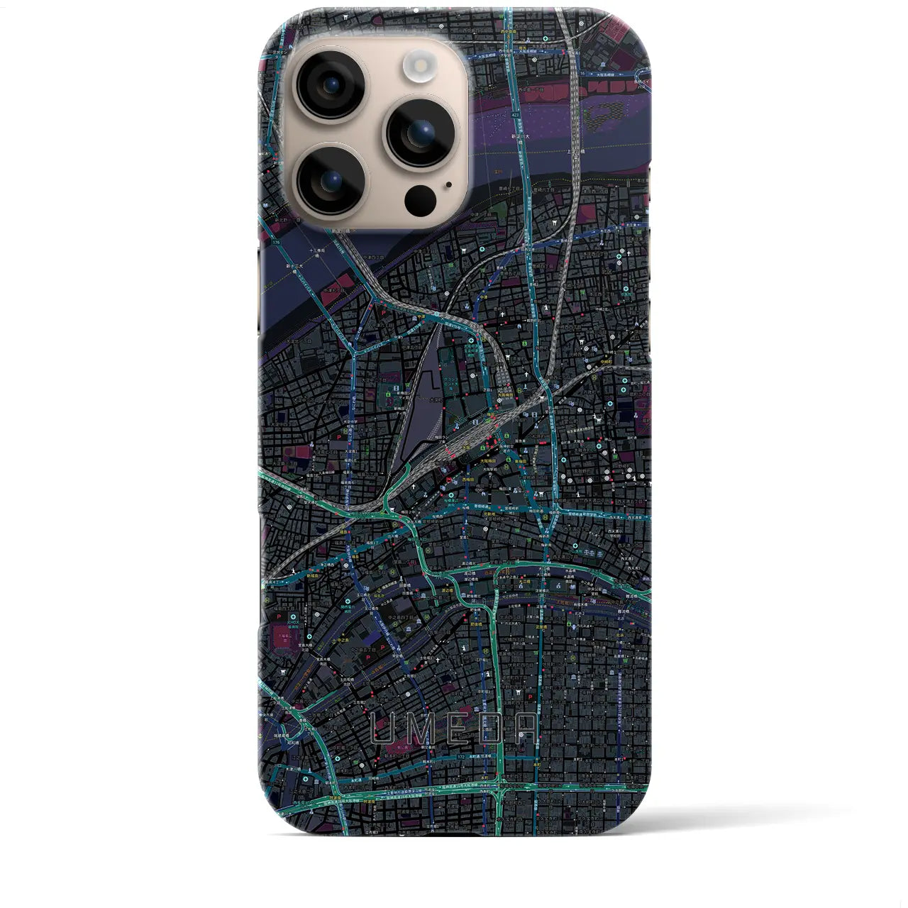 【梅田(大阪府)】地図柄iPhoneケース(バックカバータイプ)